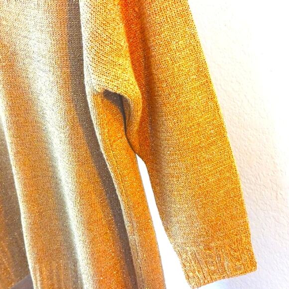 Diane Von Furstenberg DVF Gold Sweater SPARKLES Metallic Long Sleeves Oversized - Picture 9 of 16